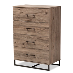 Baxton Studio Daxton Modern and Contemporary Rustic Oak Finished Wood 4-Drawer Storage Chest